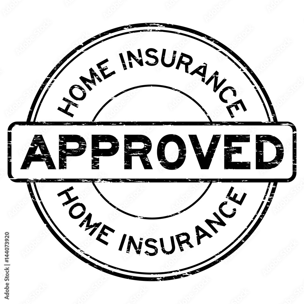 Grunge black home insurance approved round rubber seal stamp