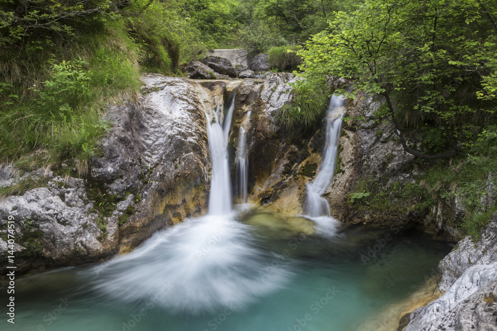 Waterfalls in Valle Vertova, Vertova, Val Seriana, Bergamo province, Lombardy, Italy. Waterfalls in Valle Vertova, Vertova, Val Seriana, Bergamo province, Lombardy, Italy.