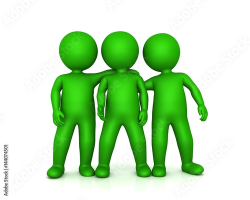 friends business people 3d isolated rendering buddies pals green