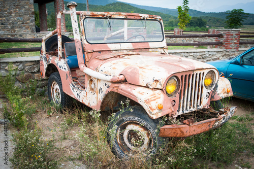 Greece, Kerkini, old rusty military Jeep
