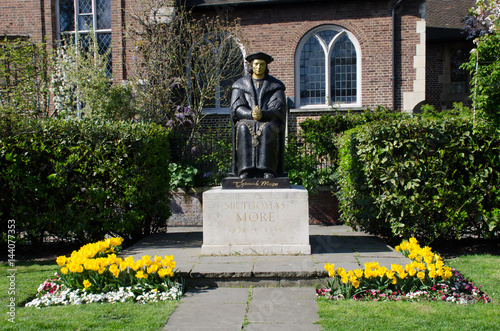 Statue of Sir Thomas Moore at Chelsea Old church London photo