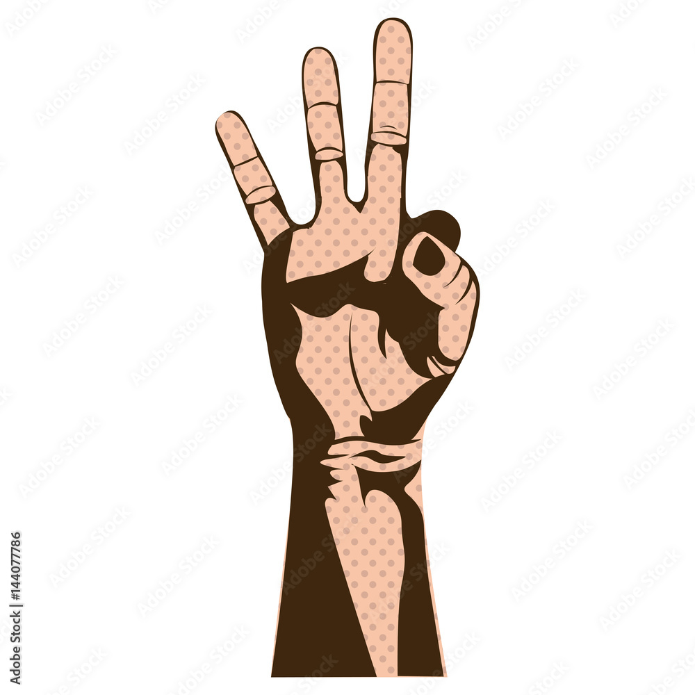 silhouette skin color hand with three fingers symbol vector illustration silhouette skin color hand with three fingers symbol vector illustration