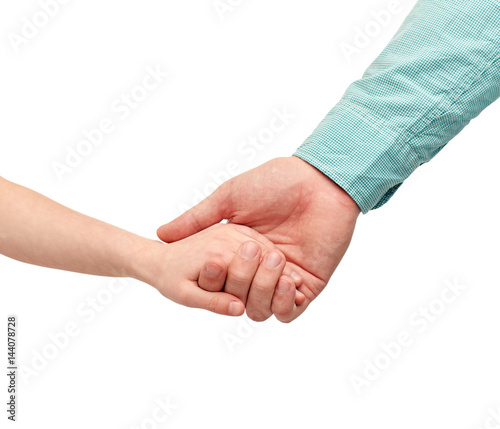 happy father and child holding hands