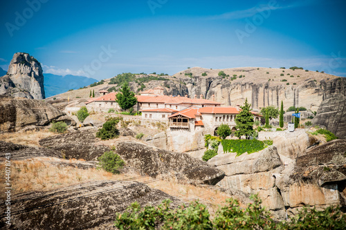 GREECE, METEORA, JULY 2015, spectacular rock formations and Greek Orthodox monasteries.