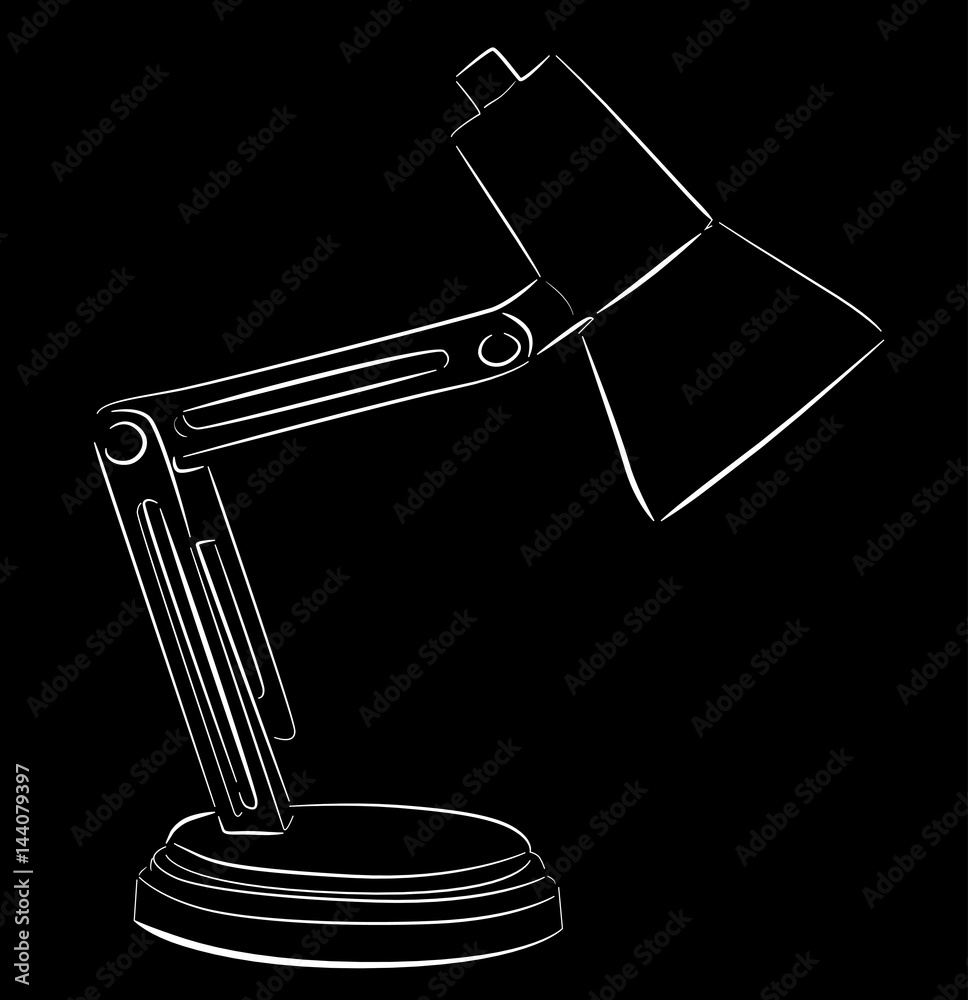 Obraz premium small electric lamp sketch isolated on black