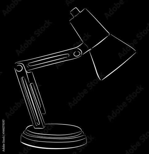 small electric lamp sketch isolated on black
