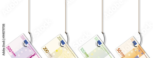 Hameçon - billet de banque - argent - piège - appât - corruption