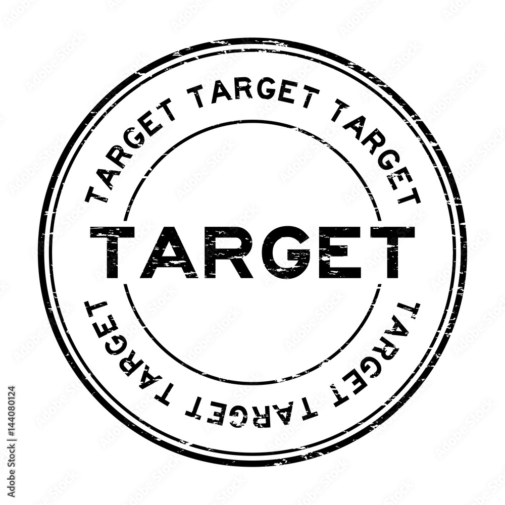 Grunge black target round rubber seal stamp on white background