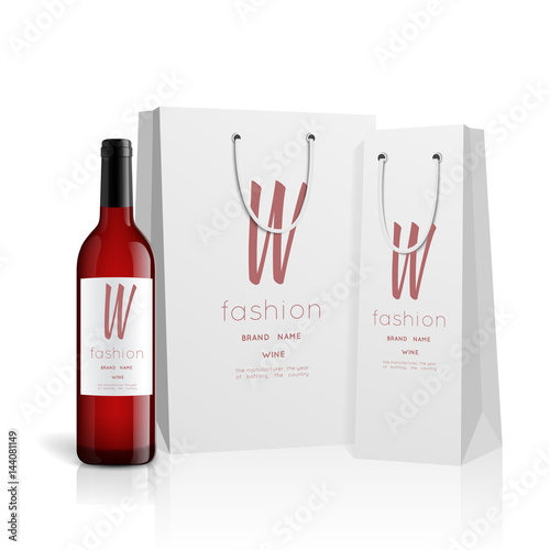 Mockup wine bottle. vector design.