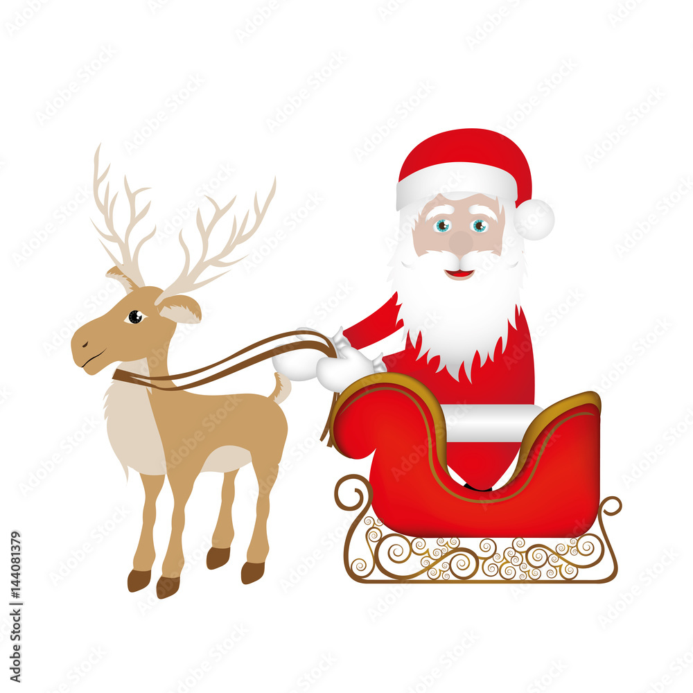 colorful silhouette of reindeer with santa claus in sleigh vector illustration colorful silhouette of reindeer with santa claus in sleigh vector illustration