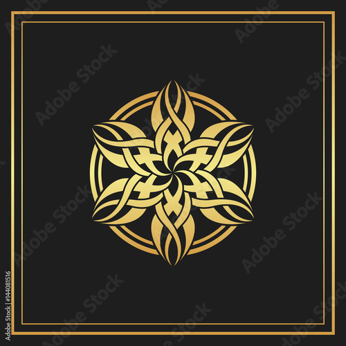 Abstract decorative element. Gold star.
