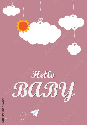 Hello Baby Vector Card. Girl.