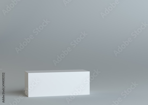 White empty box on gray background