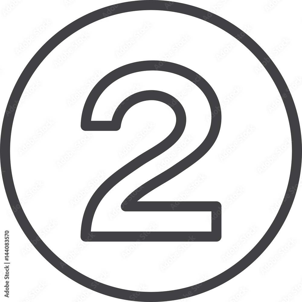 Two, Number 2 line icon, linear circular sign Two, Number 2 line icon, linear circular sign