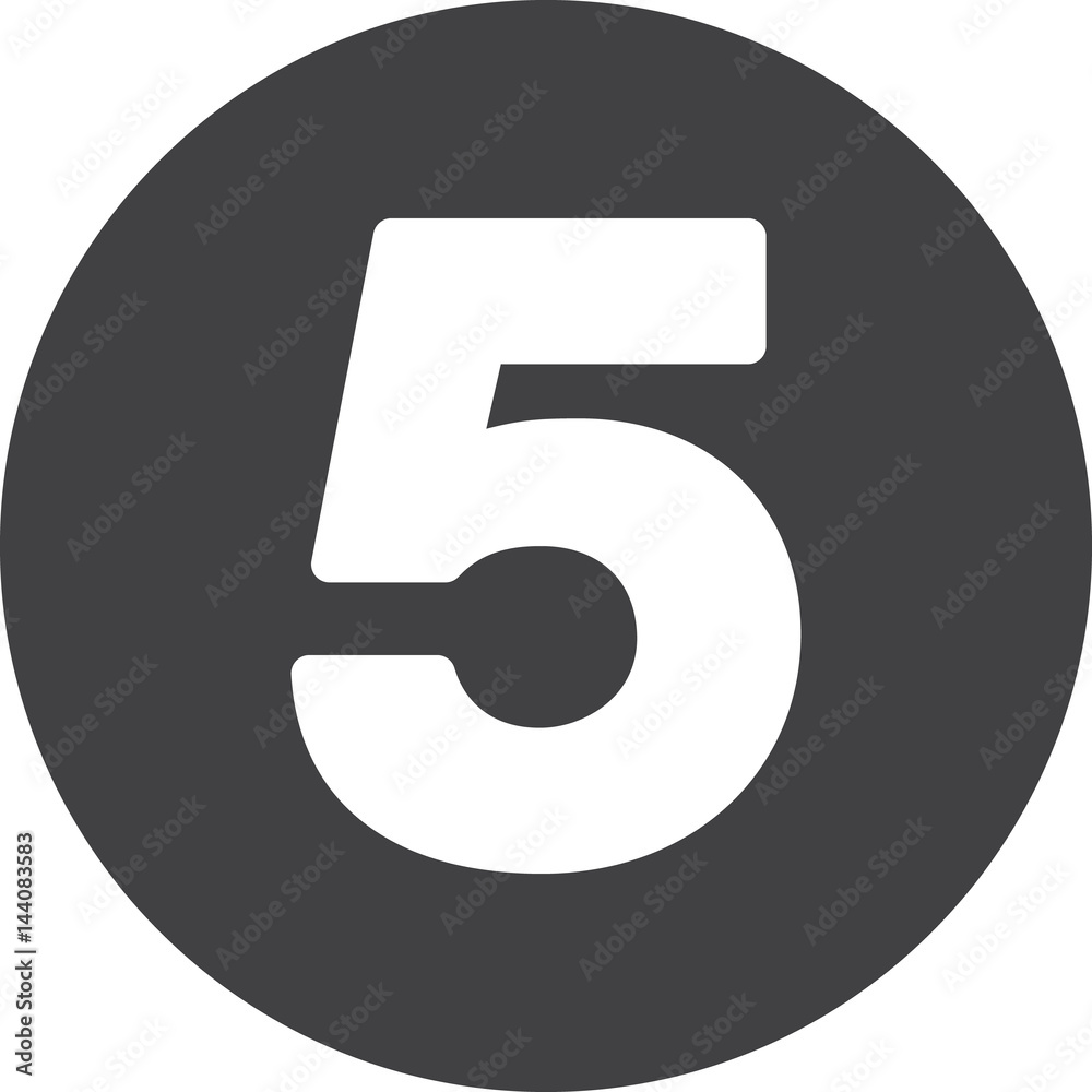 Five, Number 5 flat icon, circular sign Stock Vector