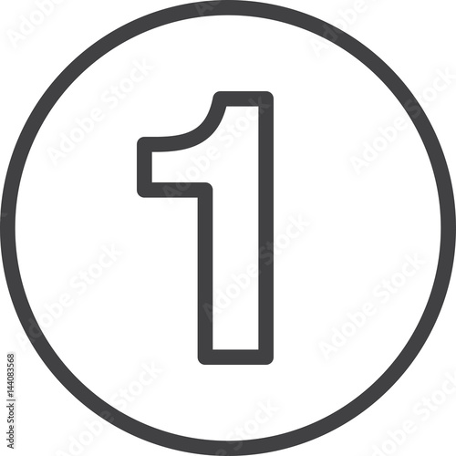 One, Number 1 line icon, linear circular sign