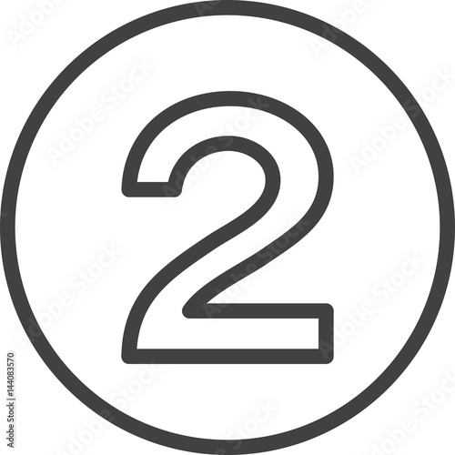 Two, Number 2 line icon, linear circular sign