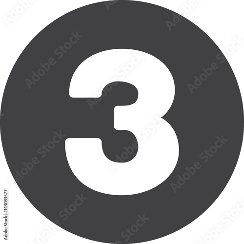 Three, Number 3 flat icon, circular sign