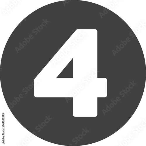 Four, Number 4 flat icon, circular sign