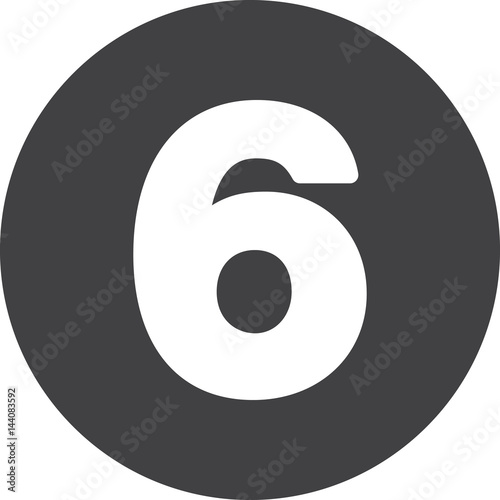 Six, Number 6 flat icon, circular sign