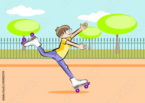 Girl skating in the square