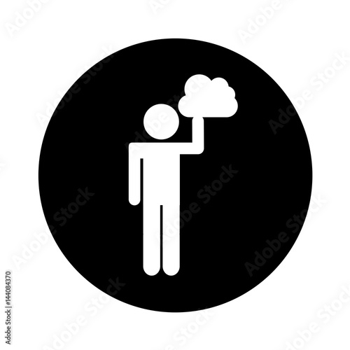 human figure with cloud computing isolated icon vector illustration design