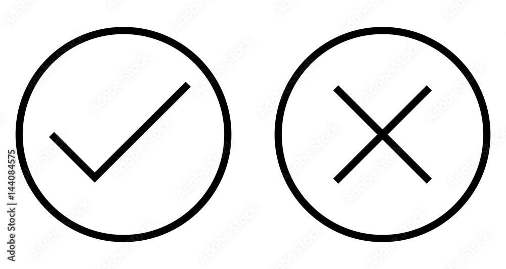 Check and Cross Mark Thin Line Vector Icon. Flat icon isolated on the white background. Editable EPS file. Vector illustration. Check and Cross Mark Thin Line Vector Icon. Flat icon isolated on the white background. Editable EPS file. Vector illustration.
