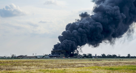 Huge smoke clouds after explosion