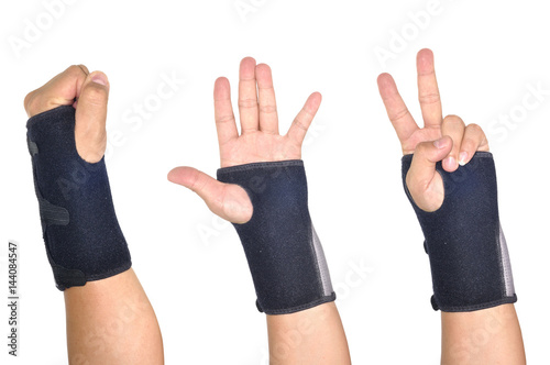 Patient black Wrist brace support, Orthopedic case, clipping path included.