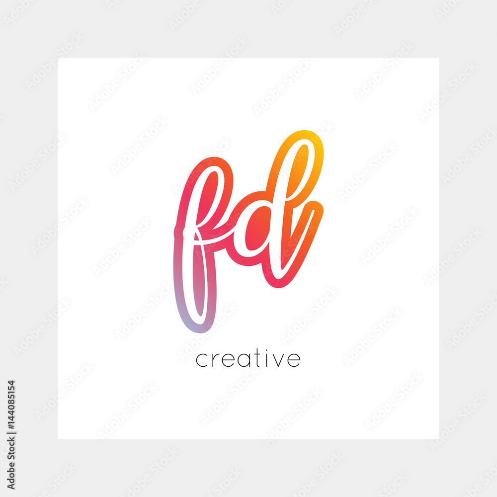 FD logo, vector. Useful as branding, app icon, alphabet combination, clip-art.