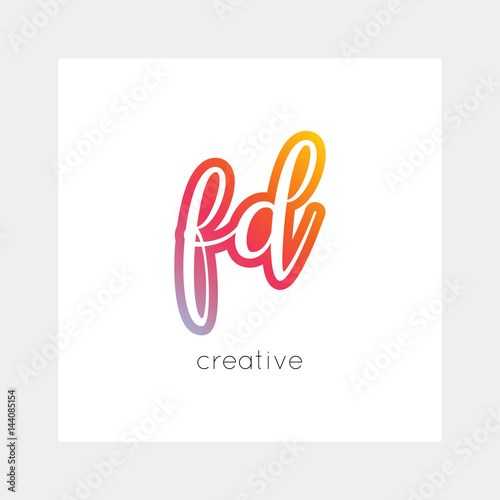 FD logo  vector. Useful as branding  app icon  alphabet combination  clip-art.