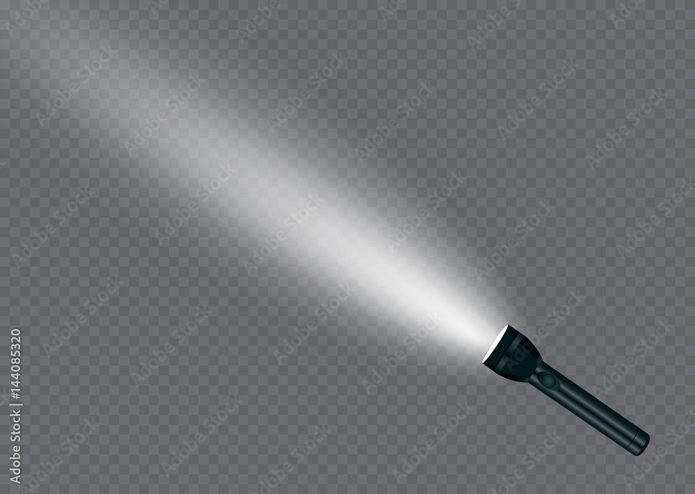 Fototapeta premium flashlight on a transparent background.Shine.lighting the space.metal