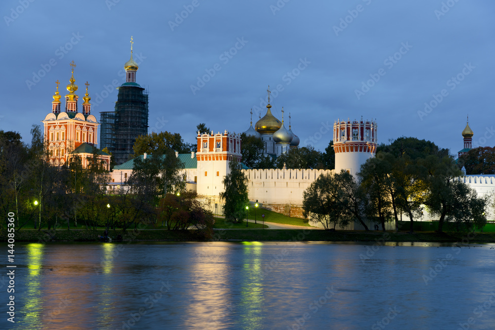 Novospassky Monastery illuminated at night, Moscow, Russia Novospassky Monastery illuminated at night, Moscow, Russia