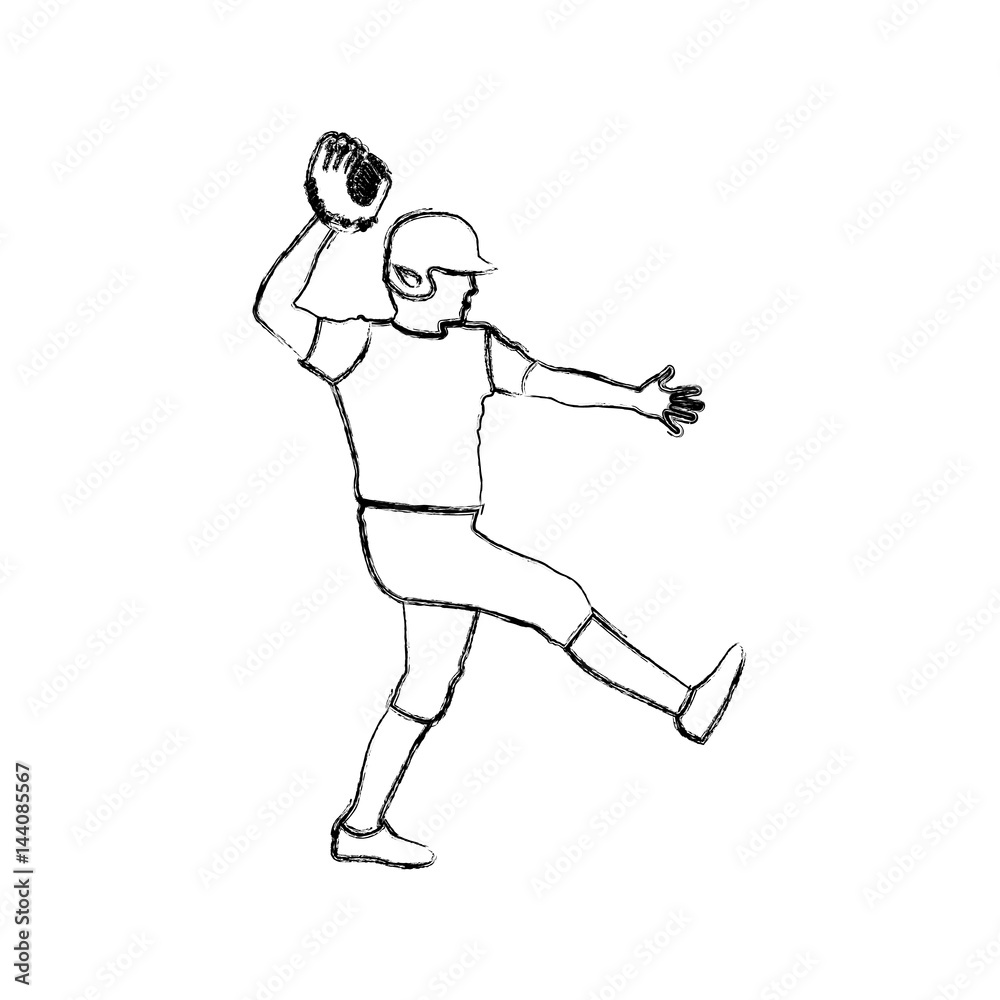 monochrome sketch of baseball pitcher vector illustration monochrome sketch of baseball pitcher vector illustration