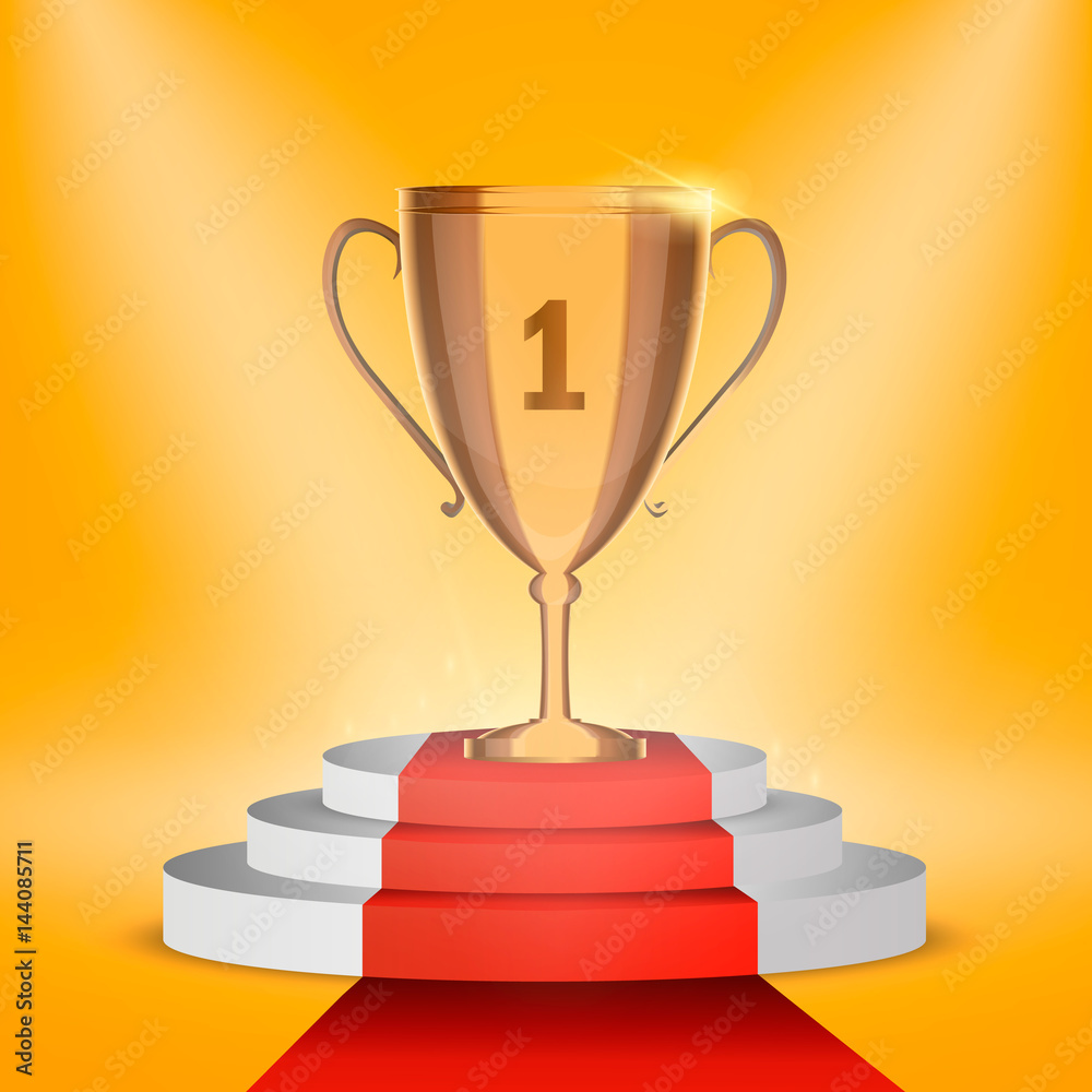 The winner's cup on the heels. Vector illustration of EPS10 The winner's cup on the heels. Vector illustration of EPS10