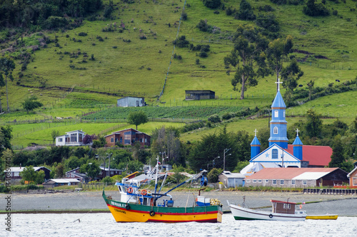 The Church of Tenaun (Church of Our Lady of Patrocinio), Chiloe island, Northern Patagonia, Chile photo