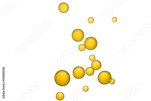 Beautiful yellow bubbles isolated over a white background.