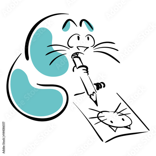 Cat chewing on a pencil