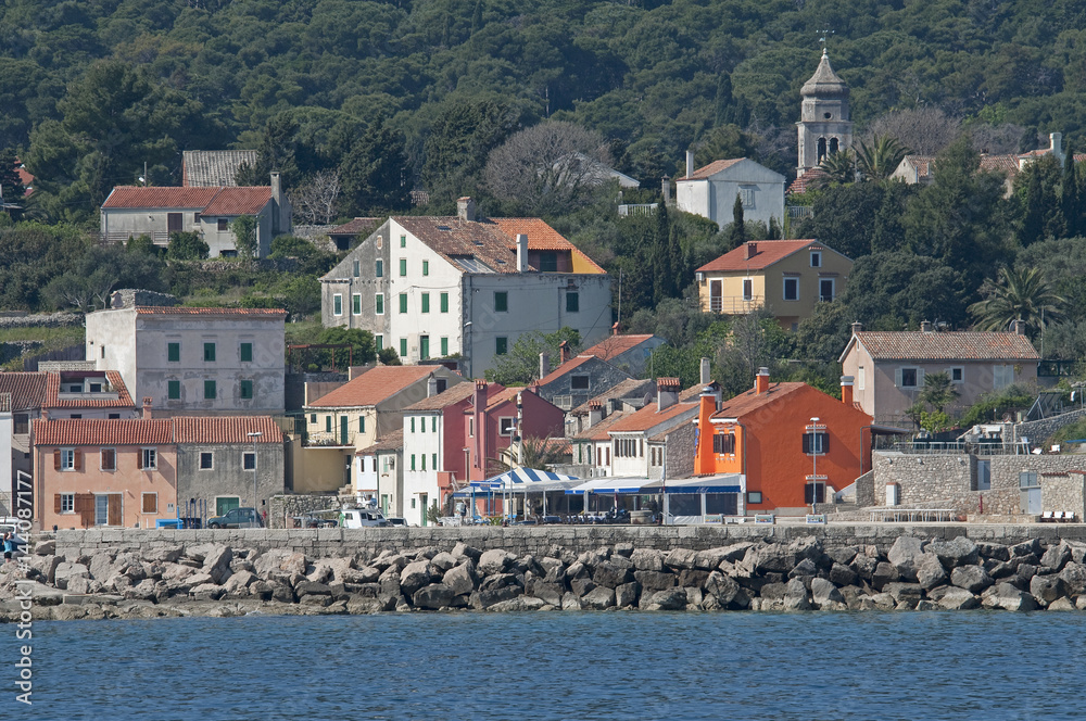 The colorful harbour of Veli Losinj in Croatia