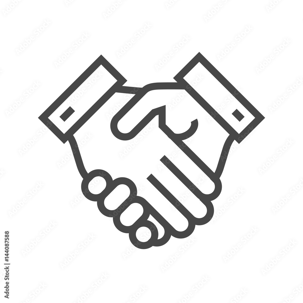 Handshake Thin Line Vector Icon. Flat icon isolated on the white background. Editable EPS file. Vector illustration.