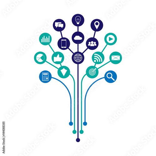 Digital marketing illustration. Flat design