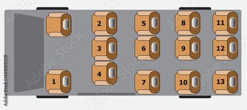 Seat Map of Van car, 13 Person van