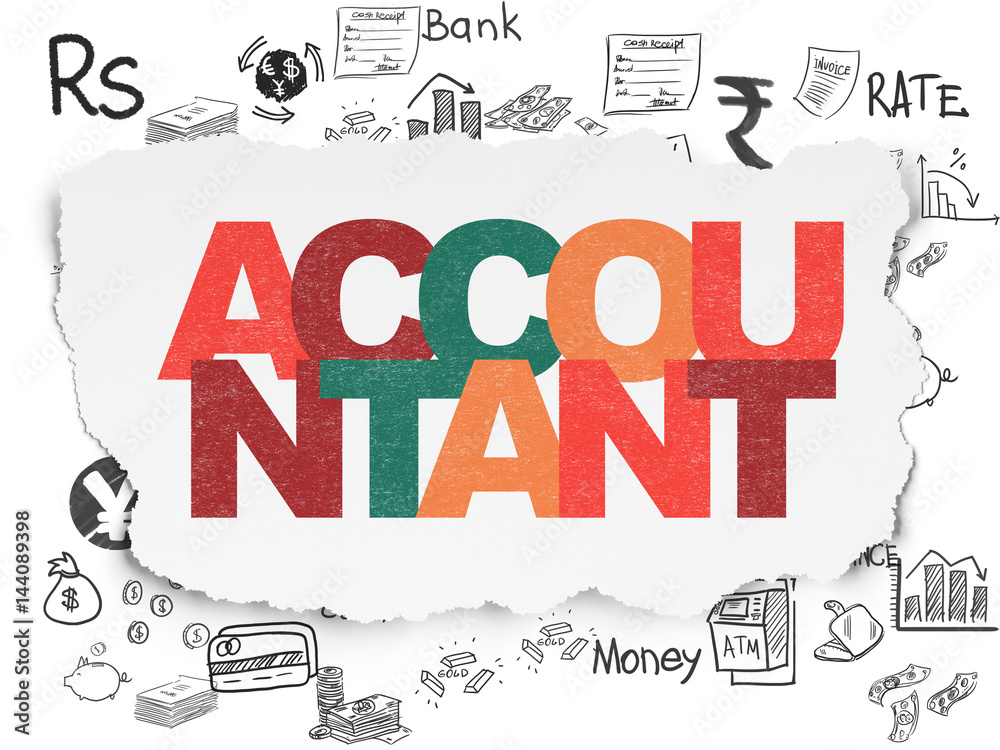 Fototapeta premium Currency concept: Accountant on Torn Paper background