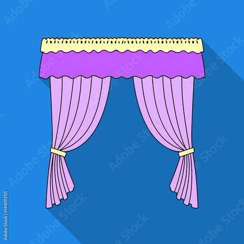 Curtains with drapery on the cornice.Curtains single icon in flat style vector symbol stock illustration web.