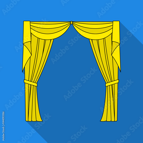 Curtains with drapery on the cornice.Curtains single icon in flat style vector symbol stock illustration web.