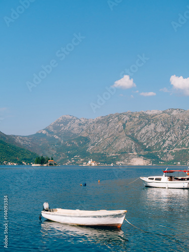 Ships and boats in the Bay of Kotor in Montenegro.