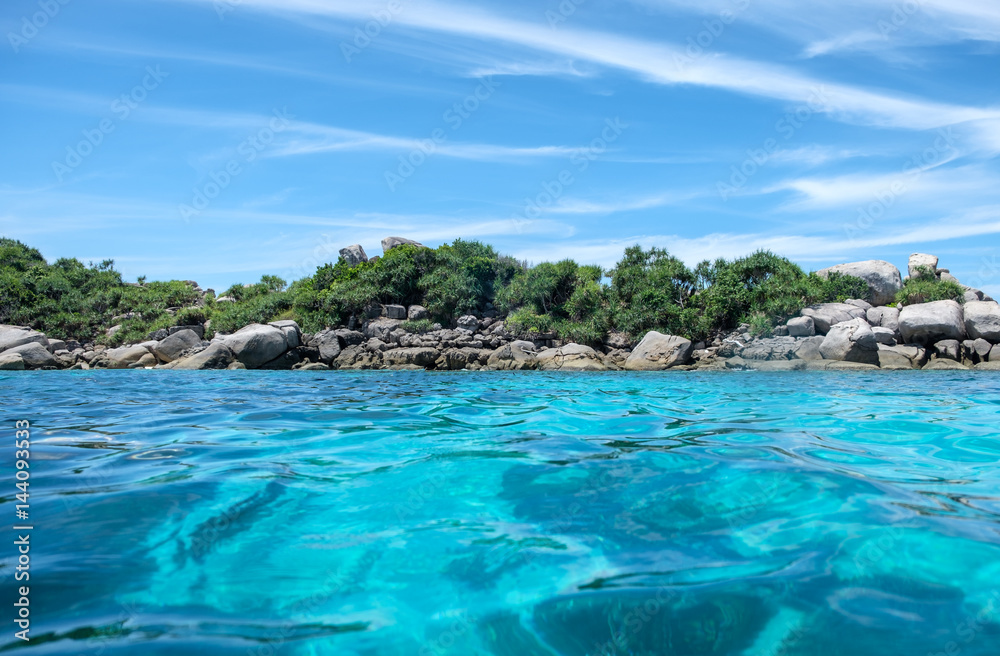 Fototapeta premium Beautiful clear wave blue sea