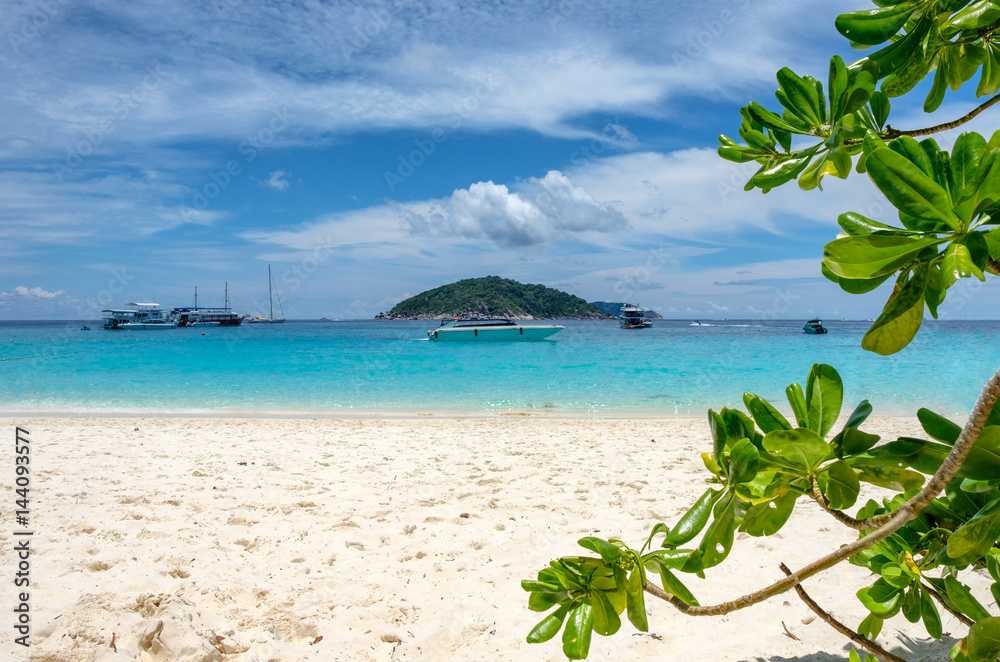 White beach and blue sea in similan island