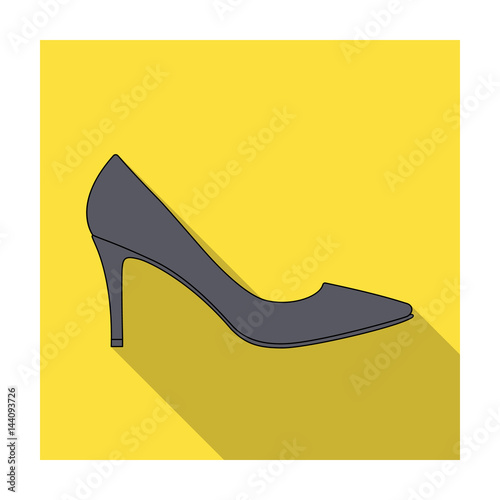 Black womens highheeled shoes exit in a dress.Different shoes single icon in flat style vector symbol stock illustration.