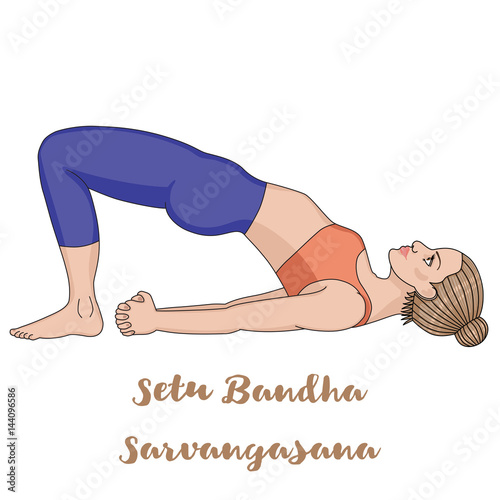 Women silhouette. Bridge Yoga Pose. Setu Bandha Sarvangasana
